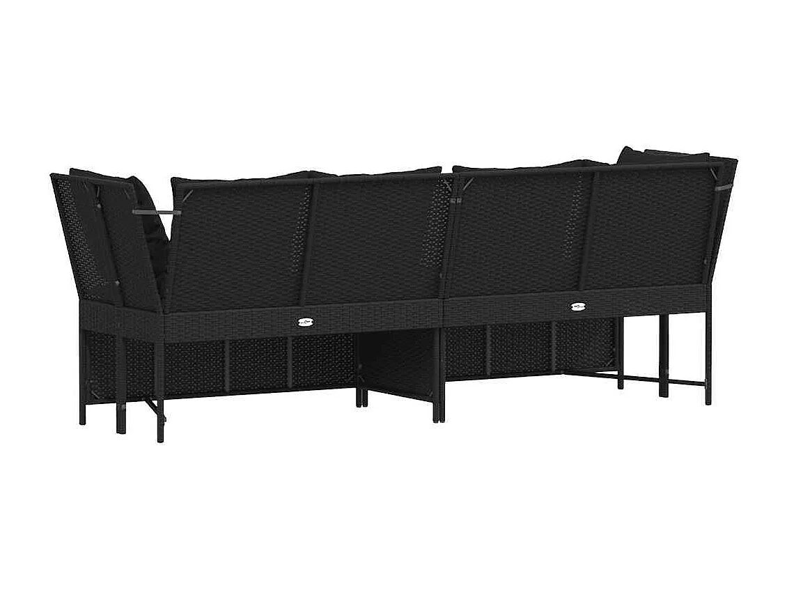 Gartensofa mit Kissen Schwarz Poly Rattan