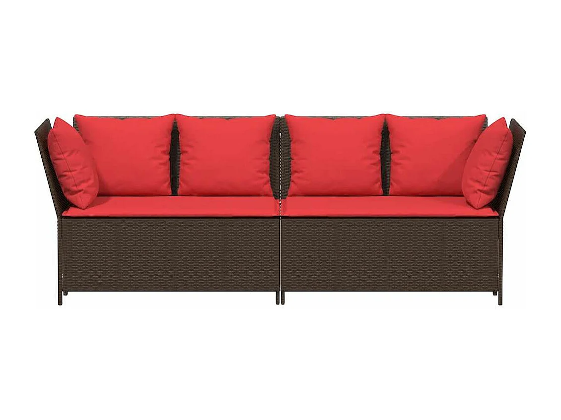 Gartensofa mit Kissen Braun Poly Rattan