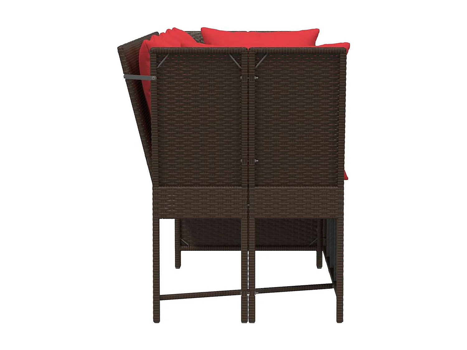 Gartensofa mit Kissen Braun Poly Rattan