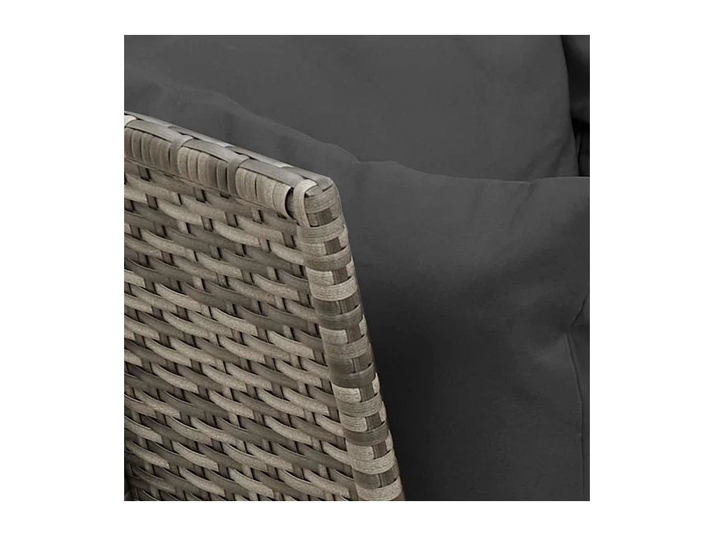 Sofá de jardín con cojines ratán sintético gris