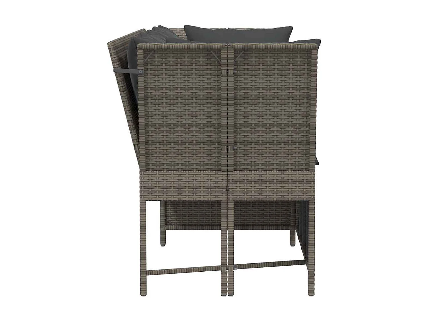 Canapé de jardin avec coussins Gris Résine tressée