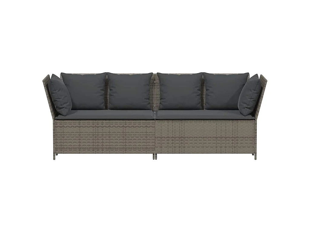 Tuinbank met kussens poly rattan grijs