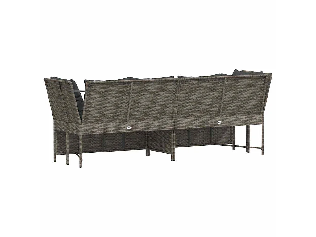 Tuinbank met kussens poly rattan grijs