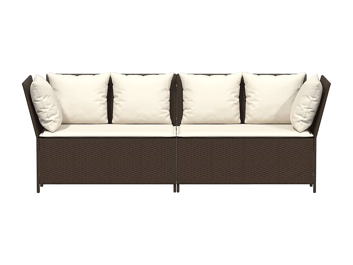 Divano da Giardino con Cuscini in Polyrattan Marrone