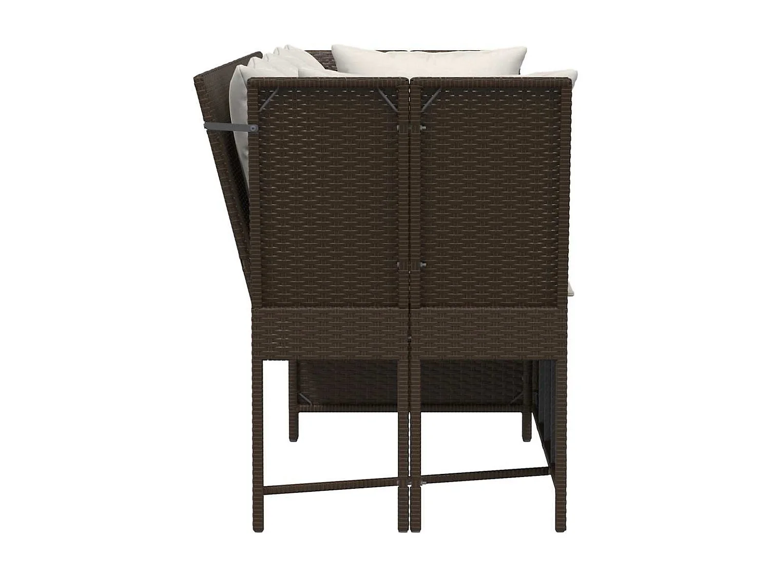 Divano da Giardino con Cuscini in Polyrattan Marrone