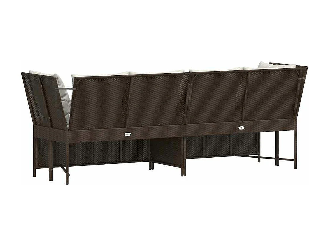 Divano da Giardino con Cuscini in Polyrattan Marrone