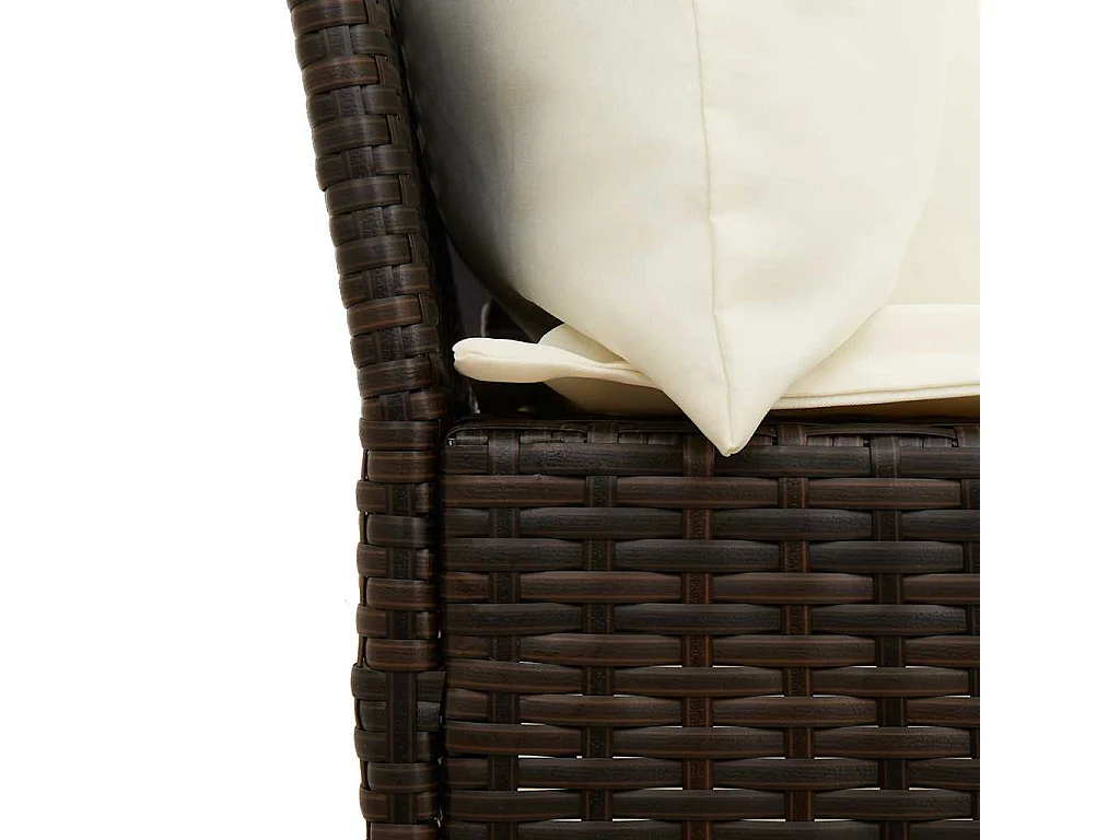 Divano da Giardino con Cuscini in Polyrattan Marrone