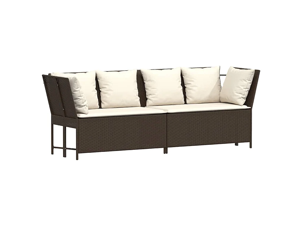 Divano da Giardino con Cuscini in Polyrattan Marrone