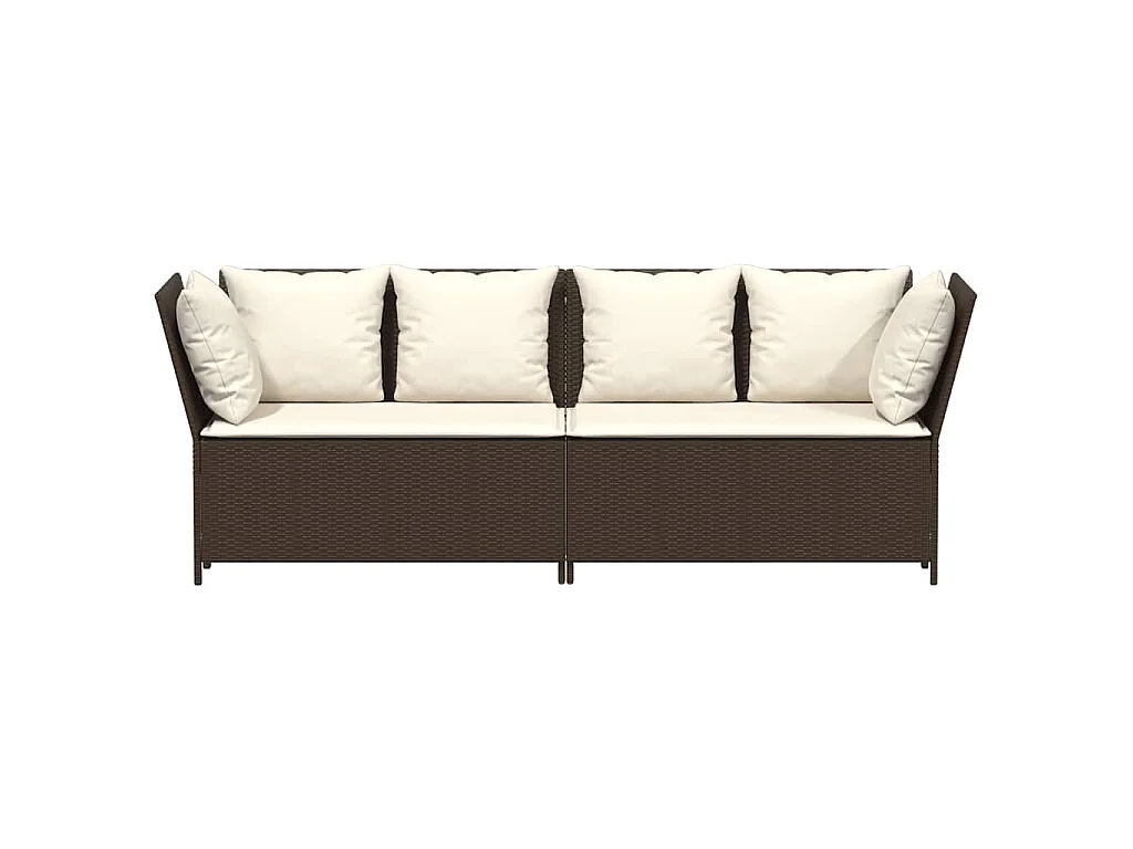 Divano da Giardino con Cuscini in Polyrattan Marrone