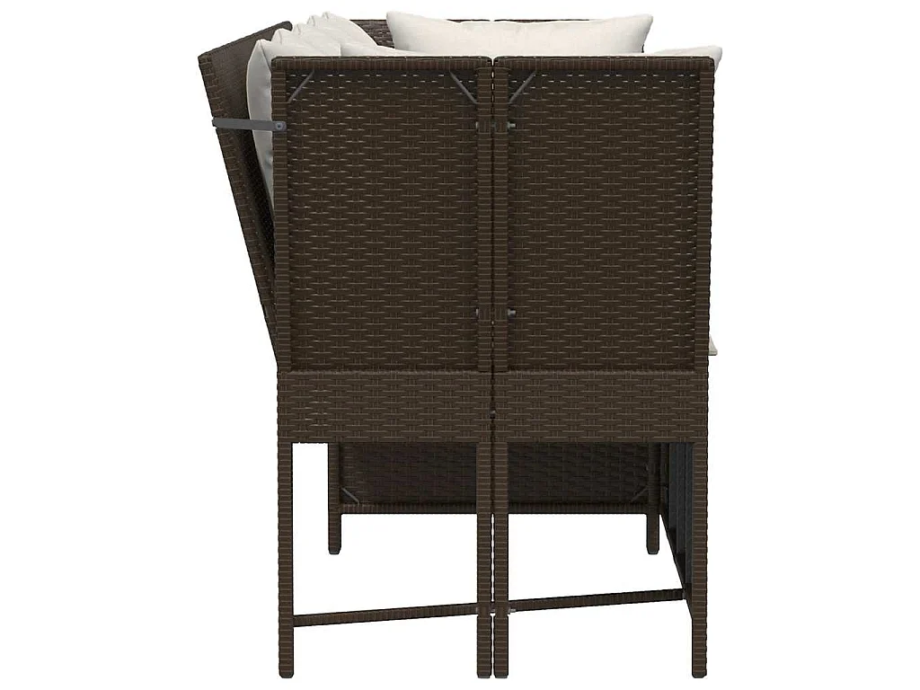 Divano da Giardino con Cuscini in Polyrattan Marrone