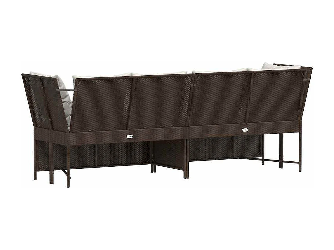 Divano da Giardino con Cuscini in Polyrattan Marrone