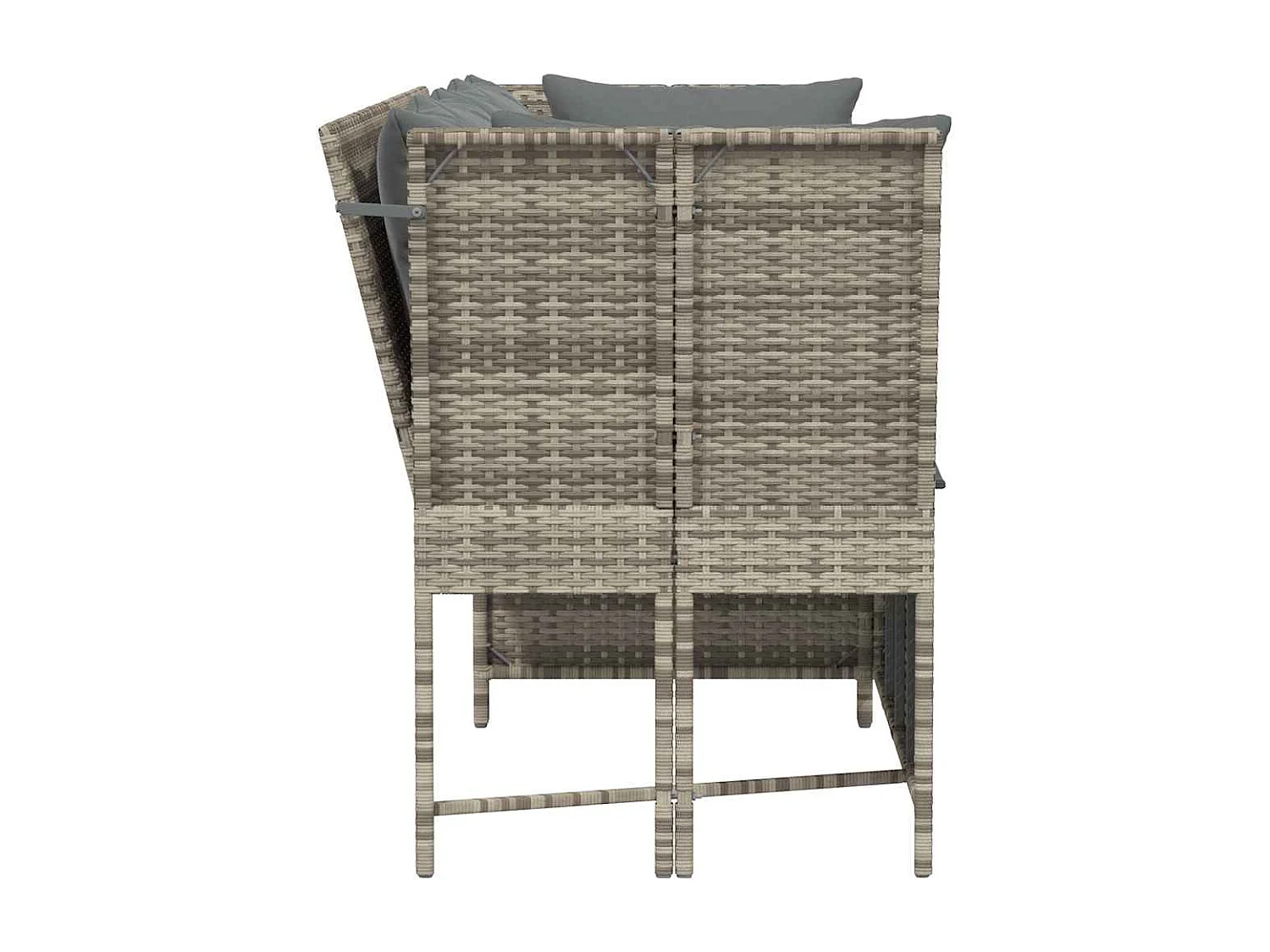 Canapé de jardin et coussins gris clair résine tressée