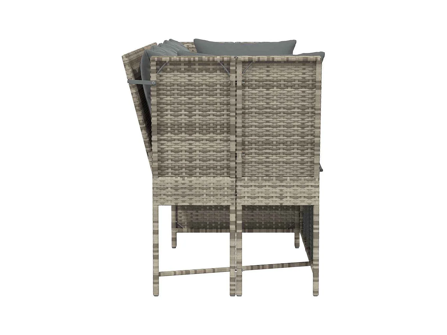 Canapé de jardin et coussins gris clair résine tressée