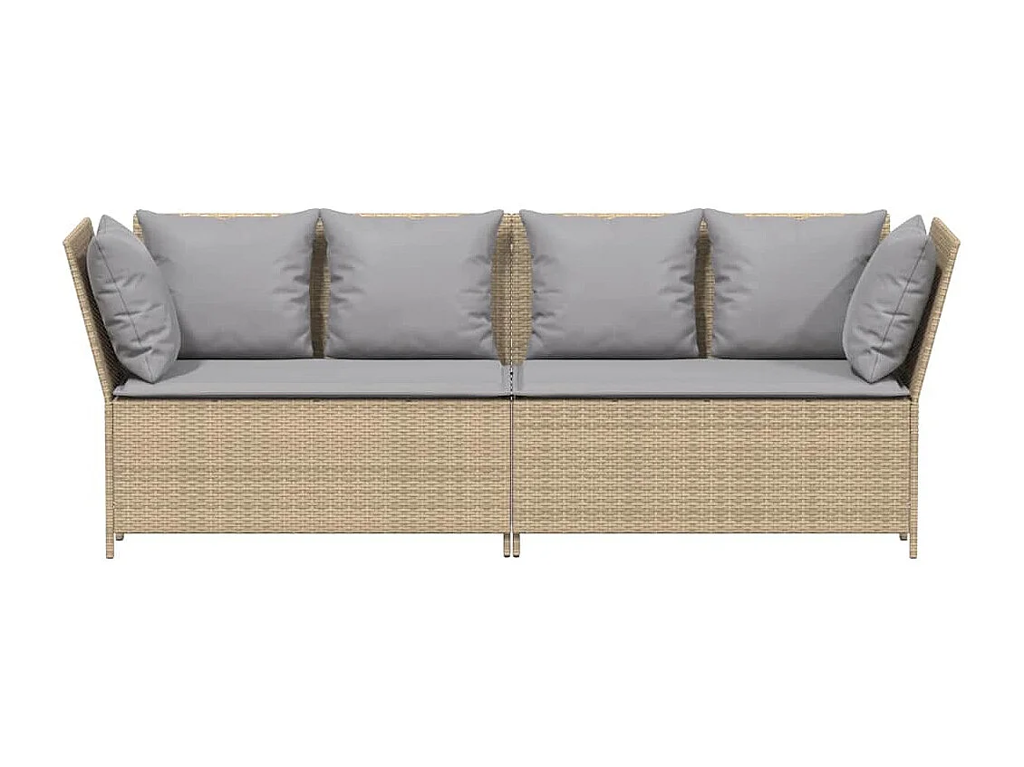 Gartensofa mit Kissen Beige Poly Rattan