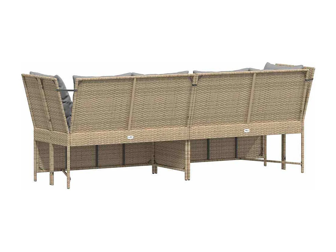 Gartensofa mit Kissen Beige Poly Rattan