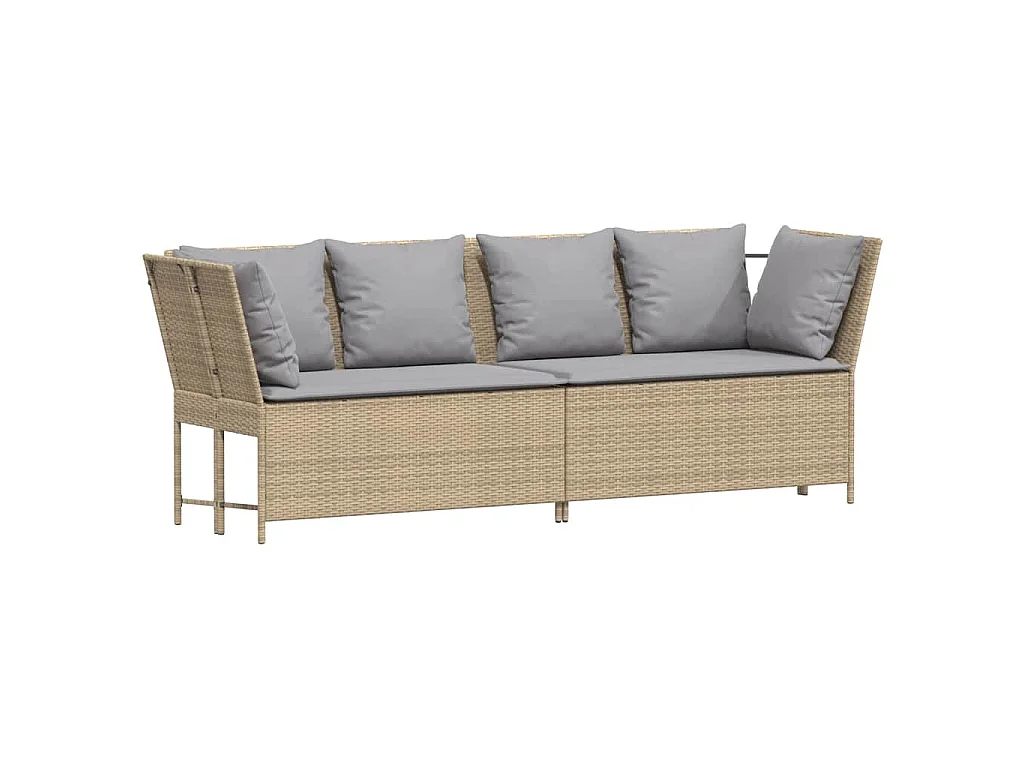 Sofá de jardín con cojines ratán sintético beige