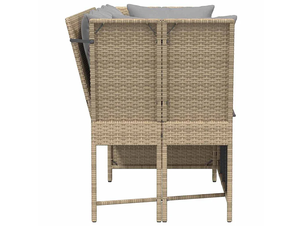 Sofá de jardín con cojines ratán sintético beige