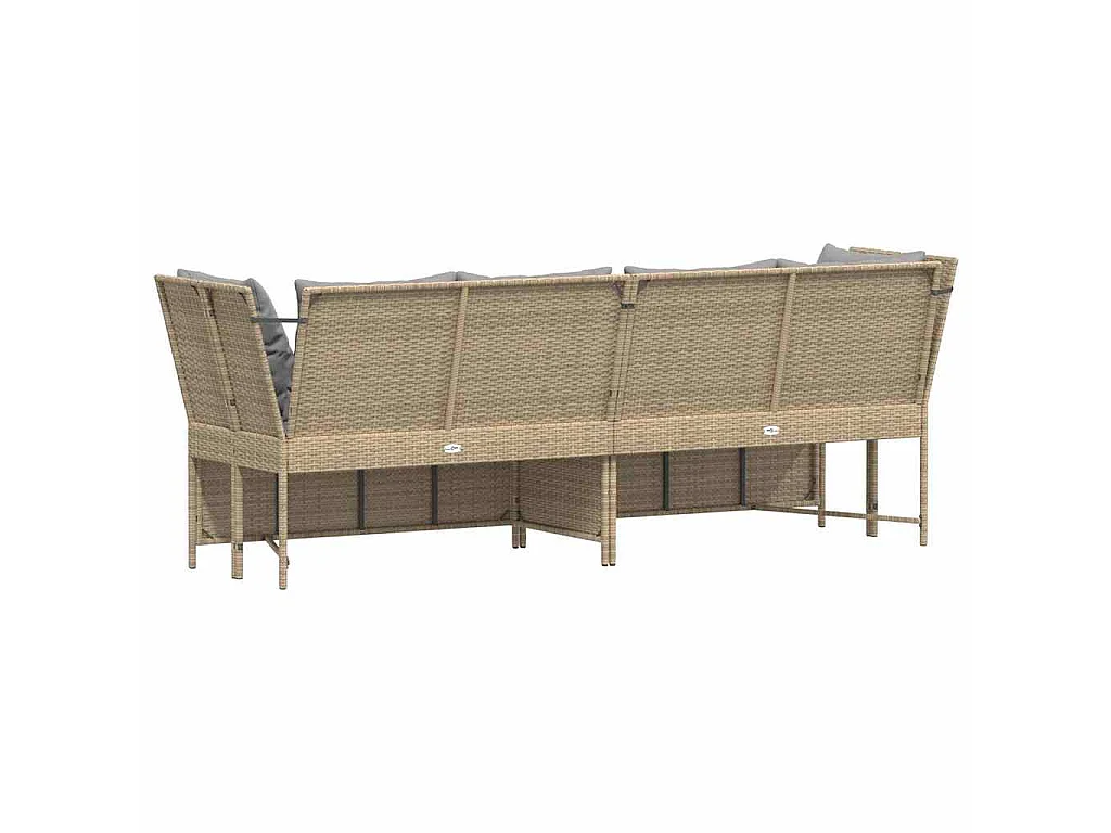 Sofá de jardín con cojines ratán sintético beige