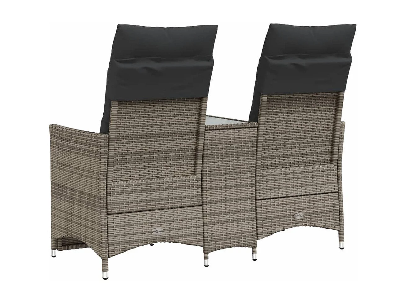 Divano Giardino Reclinabile 2 Posti Tavolino Grigio Polyrattan