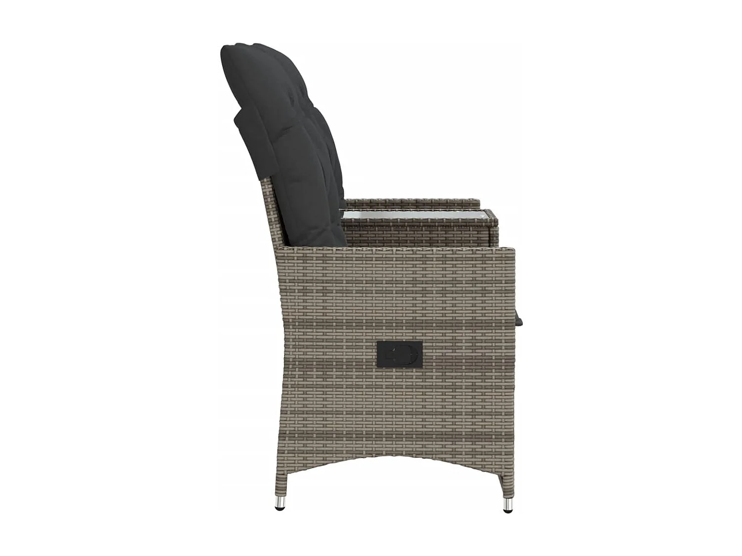 Sofá de jardim reclinável 2 lugares com mesa vime PE cinzento