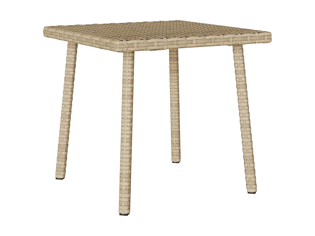 Table basse de jardin rectangulaire beige 40x40x37 cm rotin
