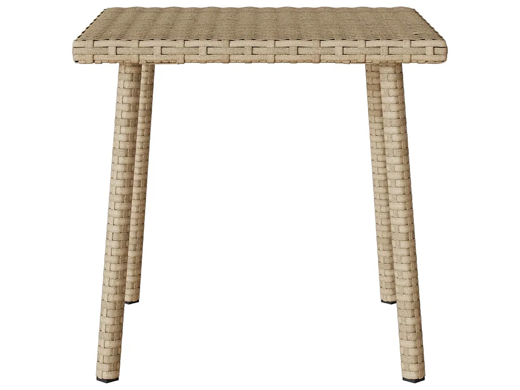 Table basse de jardin rectangulaire beige 40x40x37 cm rotin