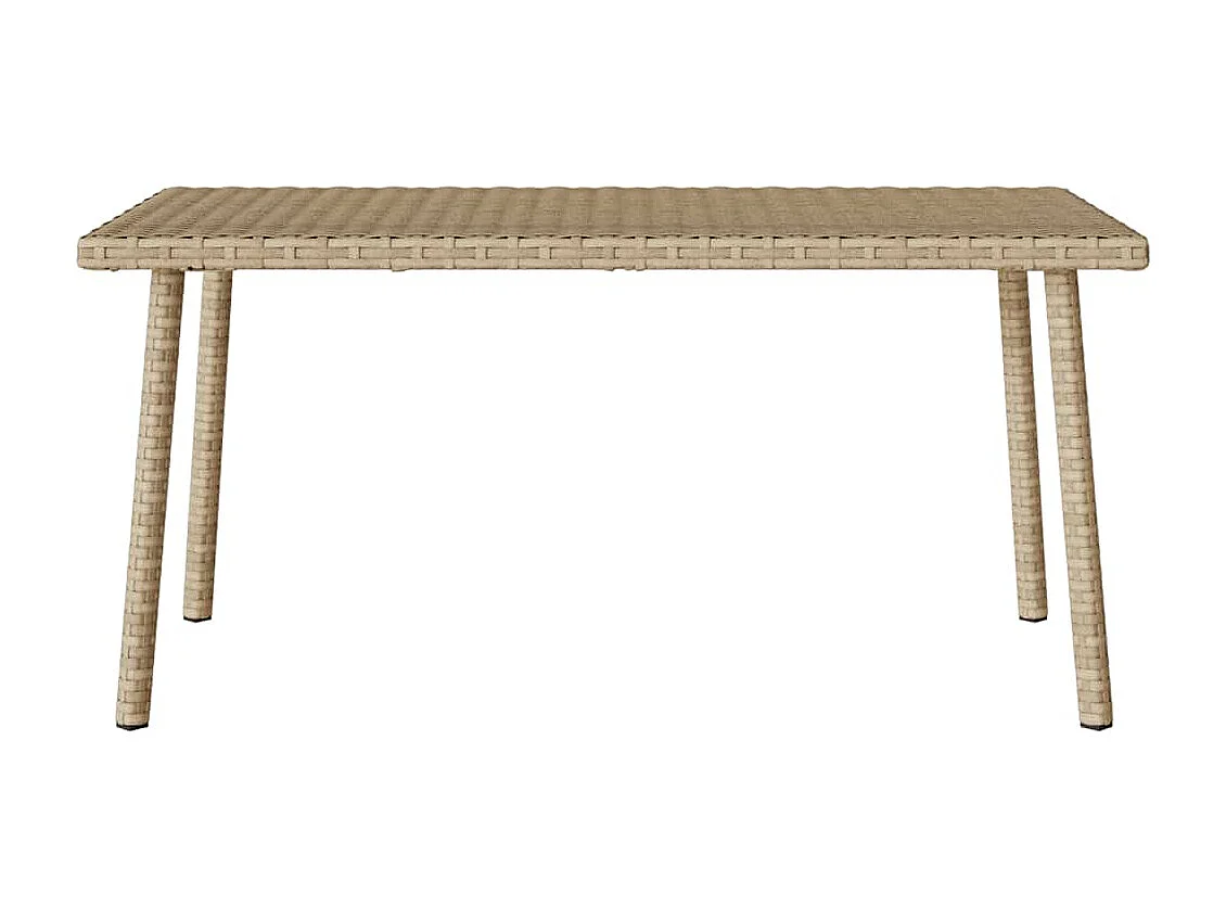 Table basse de jardin rectangulaire beige 80x40x37 cm rotin