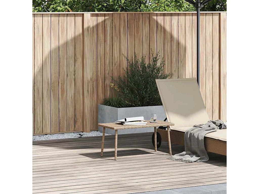 Garten-Couchtisch Rechteckig Beige 80x40x37 cm Poly Rattan