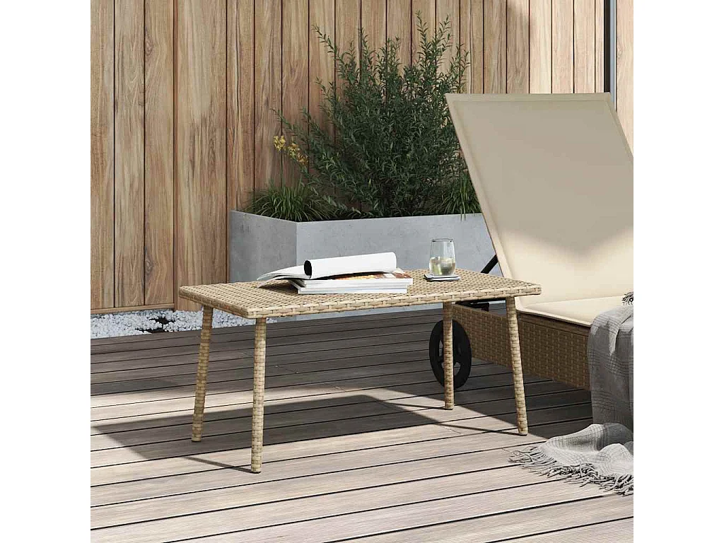 Garten-Couchtisch Rechteckig Beige 80x40x37 cm Poly Rattan