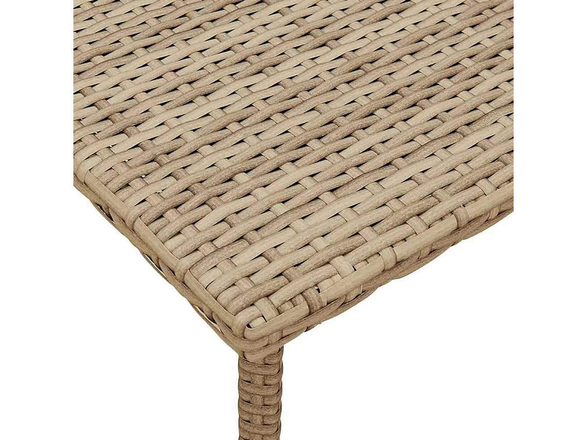 Mesa centro jardín rectangular beige 80x40x37cm ratán sintético