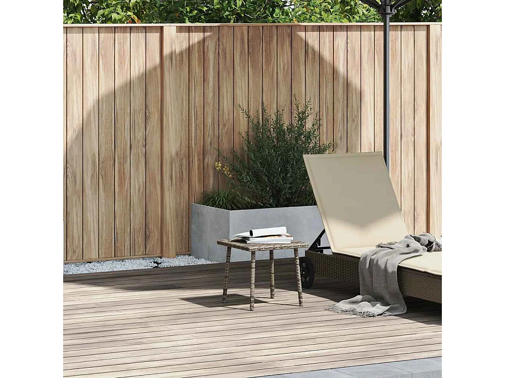Table basse de jardin rectangulaire gris 40x40x37 cm rotin