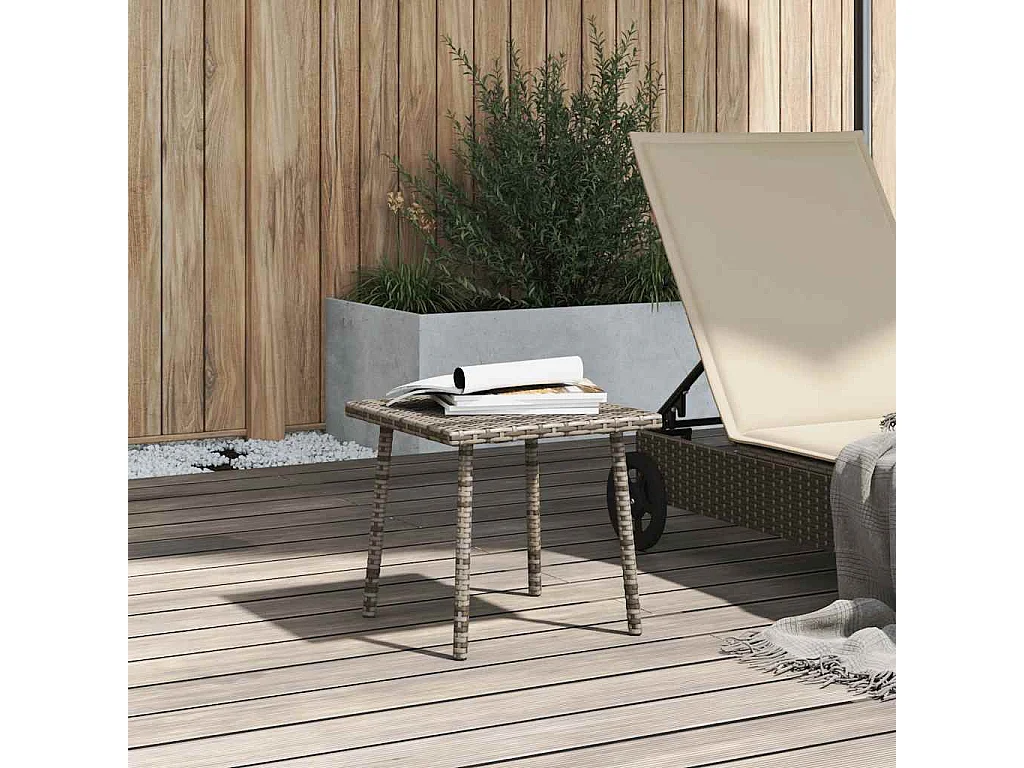 Table basse de jardin rectangulaire gris 40x40x37 cm rotin