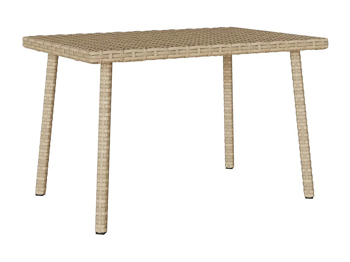 Table basse de jardin rectangulaire beige 60x40x37 cm rotin