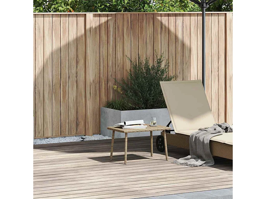 Table basse de jardin rectangulaire beige 60x40x37 cm rotin