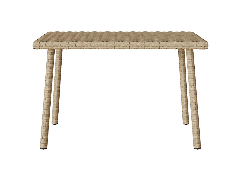Table basse de jardin rectangulaire beige 60x40x37 cm rotin