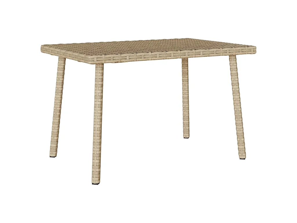 Table basse de jardin rectangulaire beige 60x40x37 cm rotin