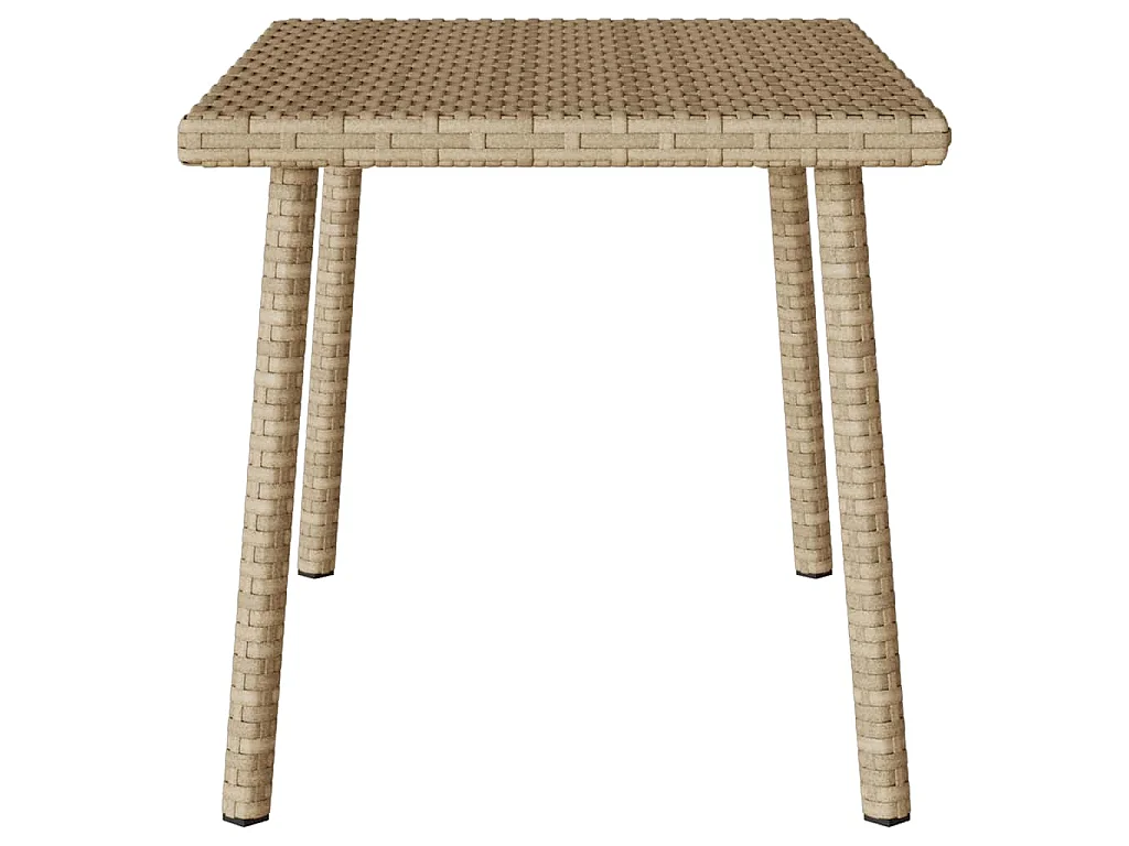 Table basse de jardin rectangulaire beige 60x40x37 cm rotin