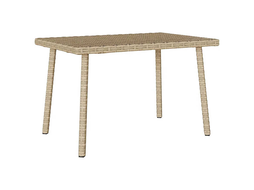 Table basse de jardin rectangulaire beige 60x40x37 cm rotin