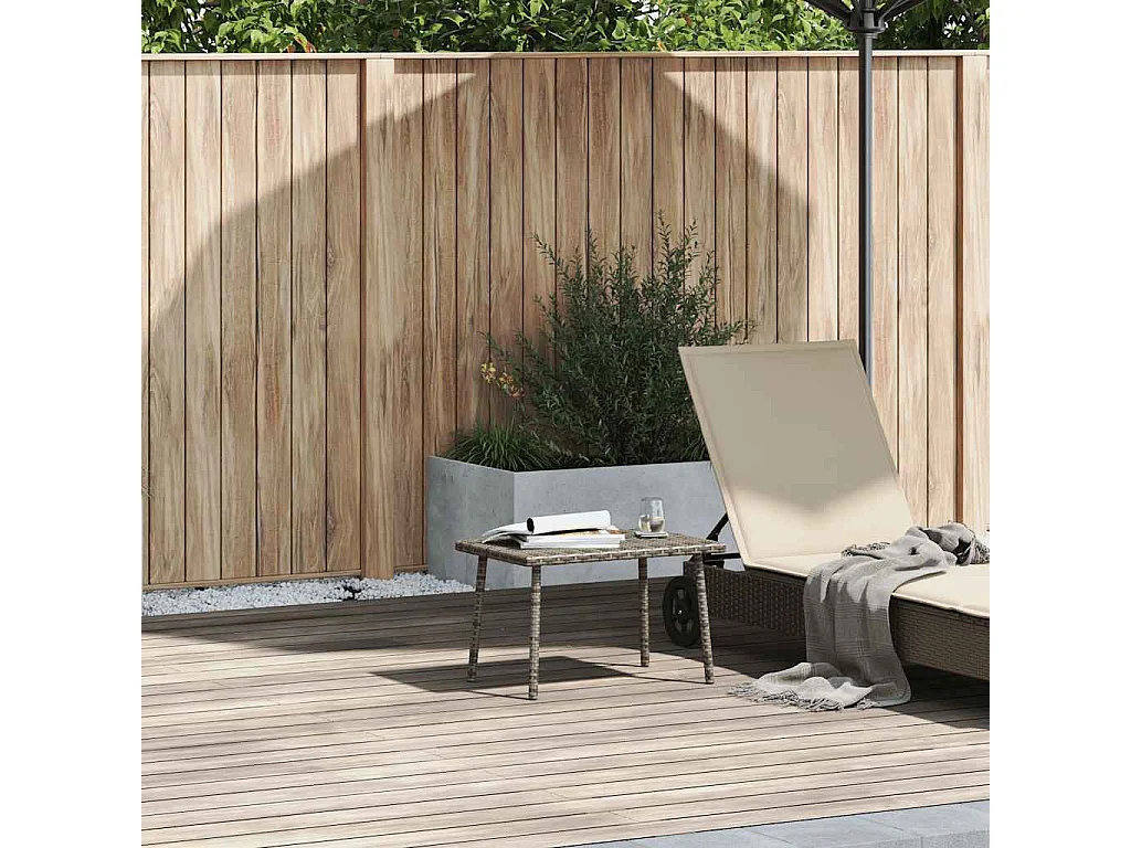 Table basse de jardin rectangulaire gris 60x40x37 cm rotin