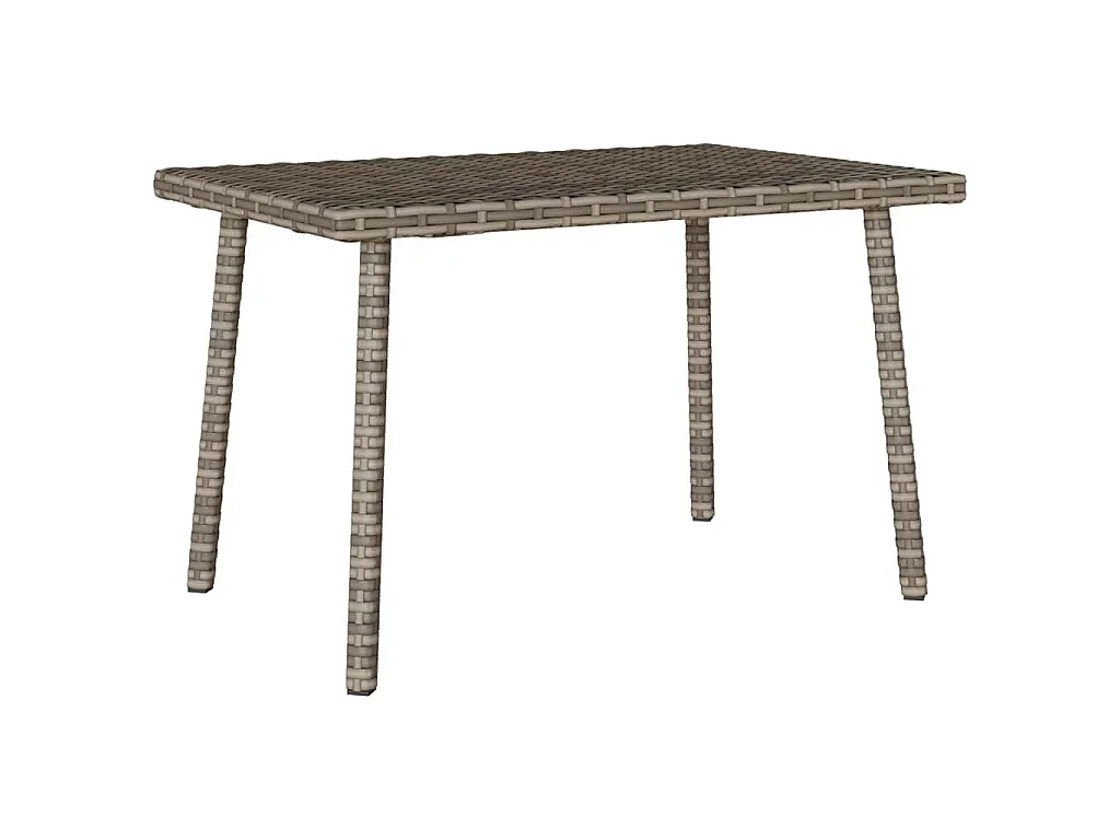 Table basse de jardin rectangulaire gris 60x40x37 cm rotin