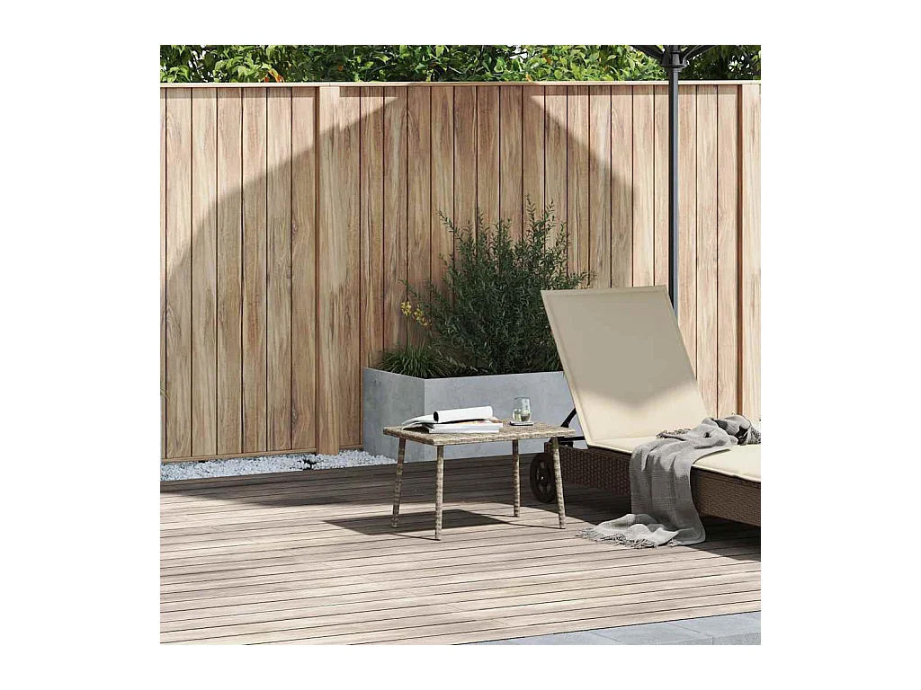 Table basse de jardin rectangulaire gris clair résine tressée