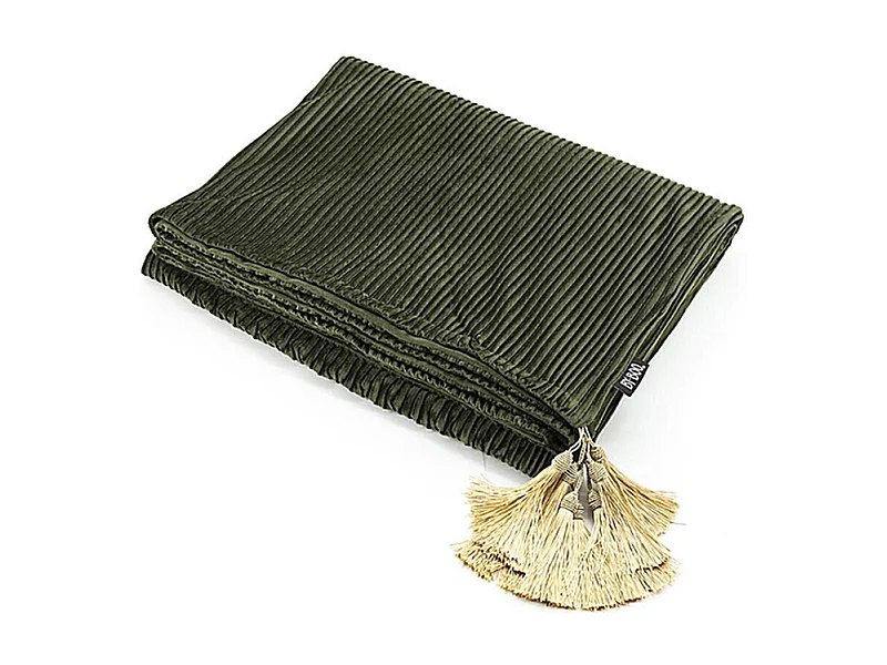 Plaid Furnilux - Samtgrün 170x140 cm - Gold Details