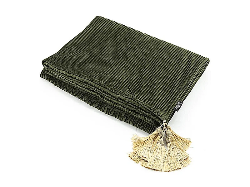 Plaid Furnilux - Samtgrün 170x140 cm - Gold Details