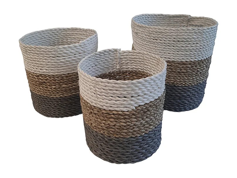 Plantenbakken Furnilux - Grijs Wit Beige - Set van 3