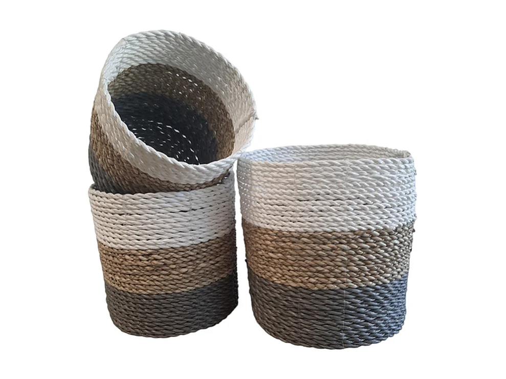 Plantenbakken Furnilux - Grijs Wit Beige - Set van 3