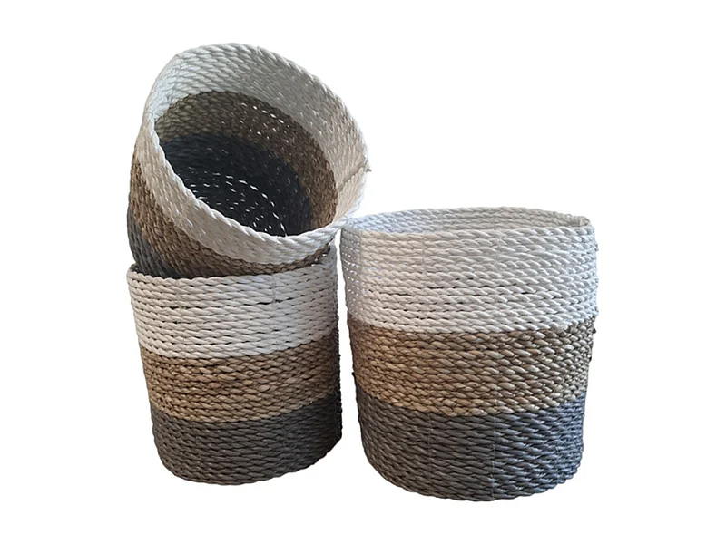 Plantenbakken Furnilux - Grijs Wit Beige - Set van 3