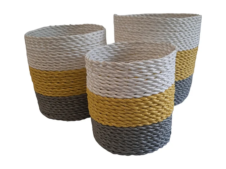 Jardinières Furnilux - Blanc Beige Jaune - Set de 3 pièces