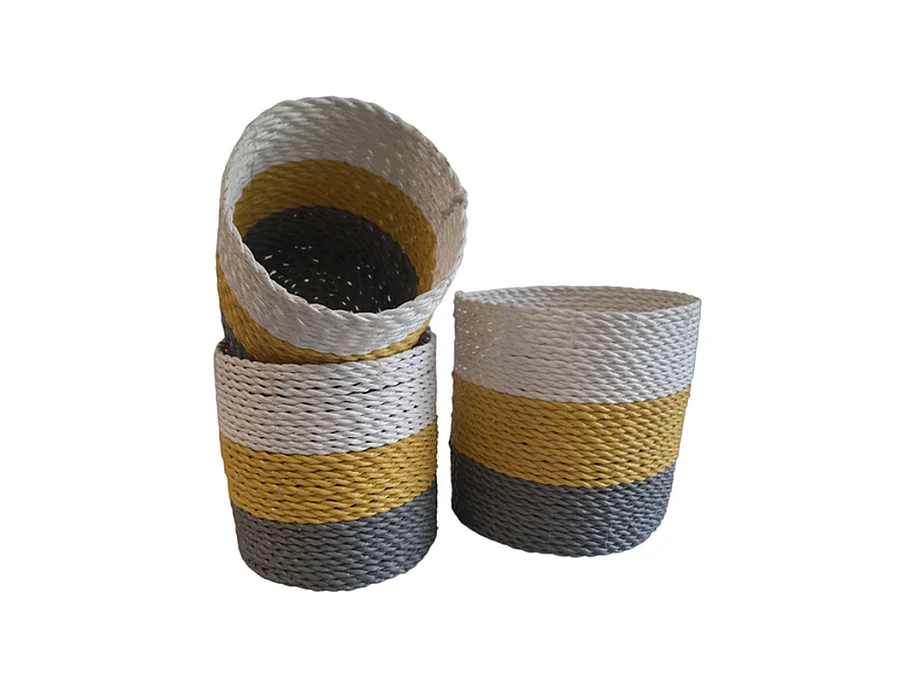 Jardinières Furnilux - Blanc Beige Jaune - Set de 3 pièces