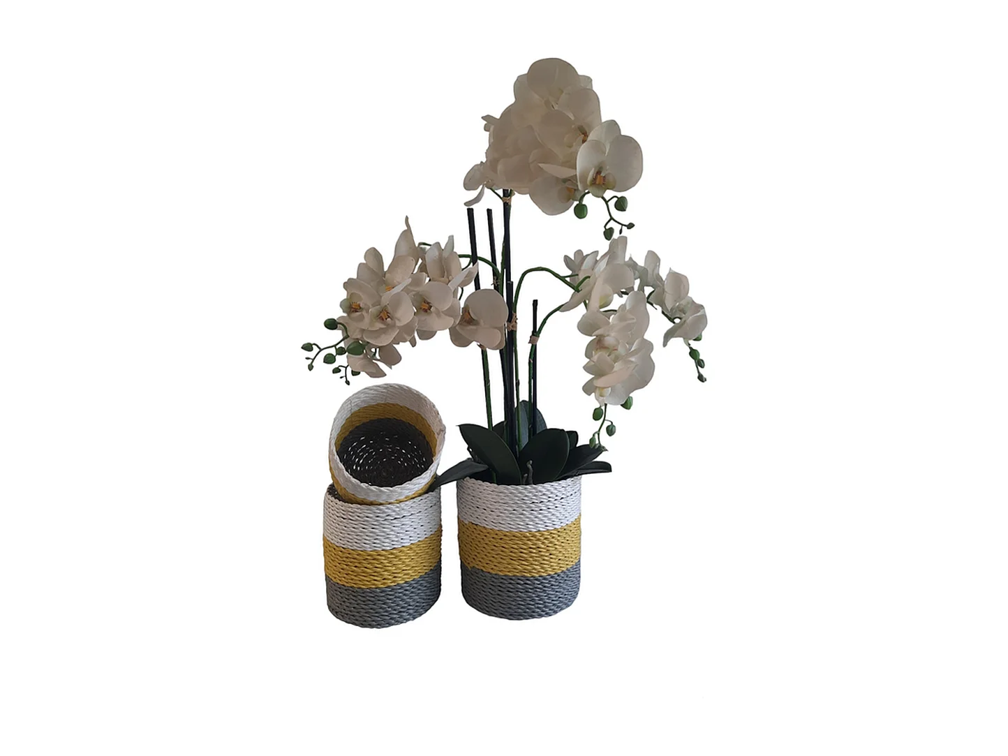 Jardinières Furnilux - Blanc Beige Jaune - Set de 3 pièces