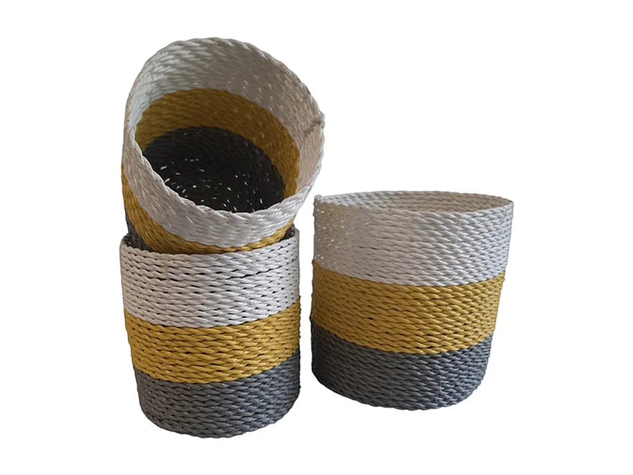 Plantenbakken Furnilux - Wit Beige Geel - Set van 3